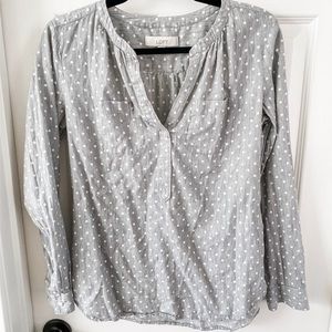 LOFT Grey Polka Dot Top